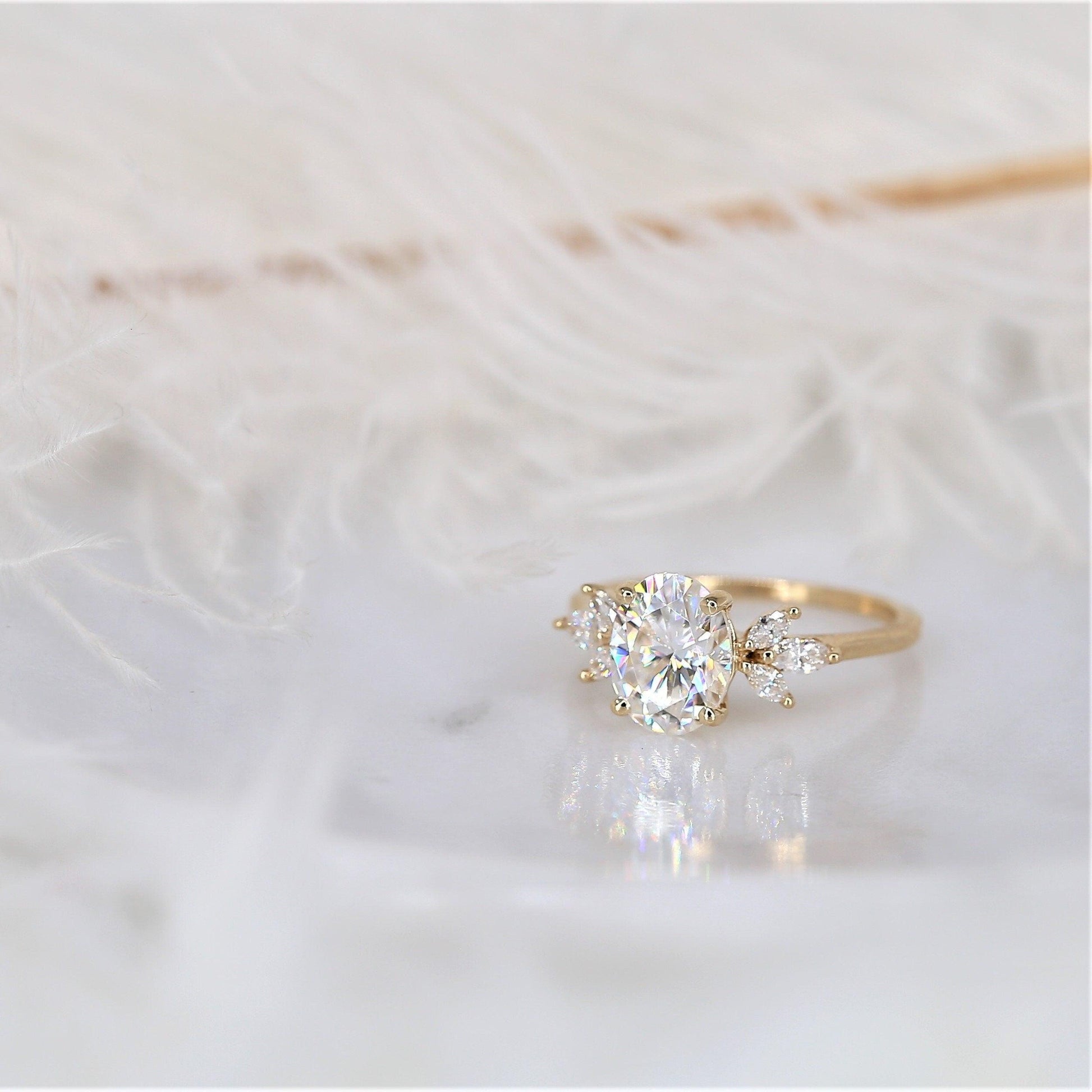 2 CT Emerald Pave Moissanite Engagement Ring