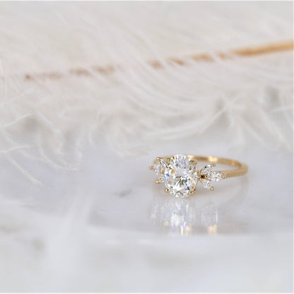 2 CT Emerald Pave Moissanite Engagement Ring
