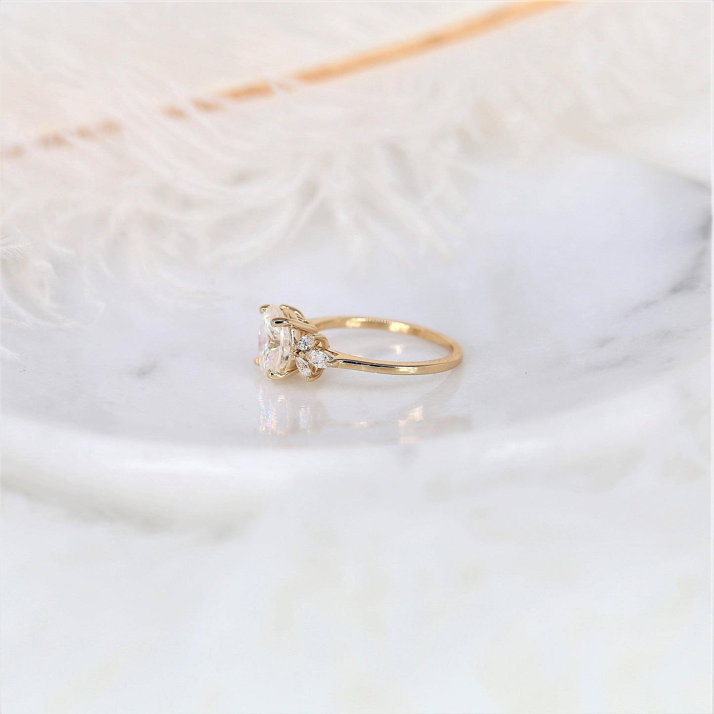 2 CT Emerald Pave Moissanite Engagement Ring