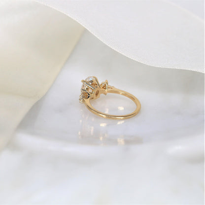 2 CT Emerald Pave Moissanite Engagement Ring