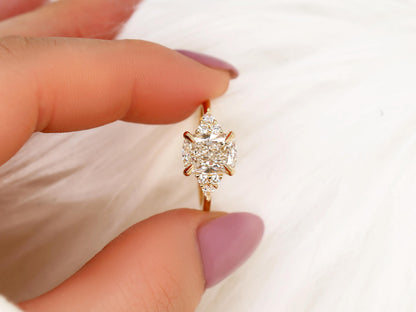 2 CT Emerald Pave Moissanite Engagement Ring