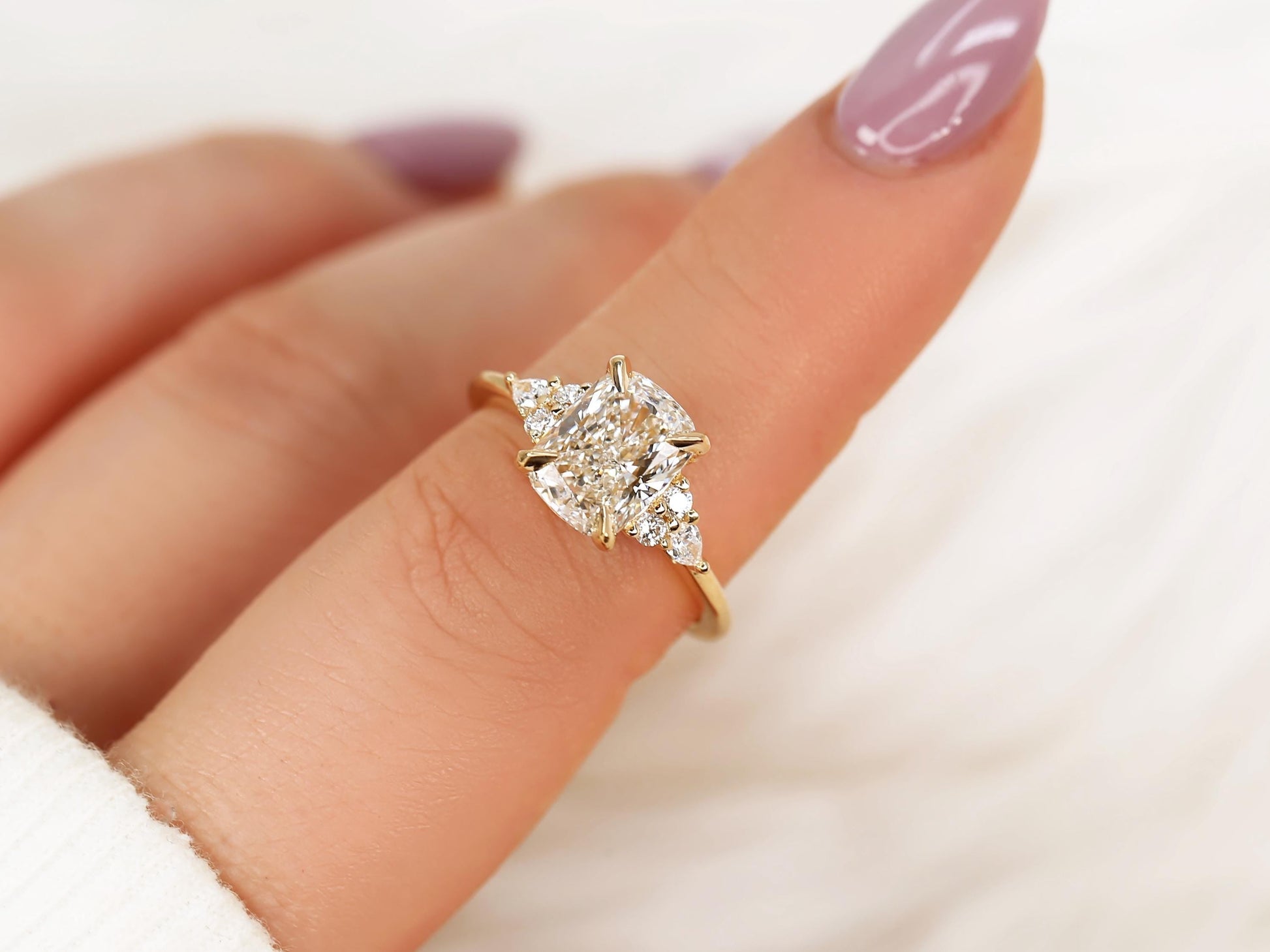 2 CT Emerald Pave Moissanite Engagement Ring