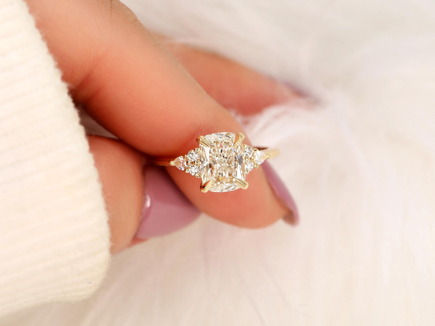 2 CT Emerald Pave Moissanite Engagement Ring