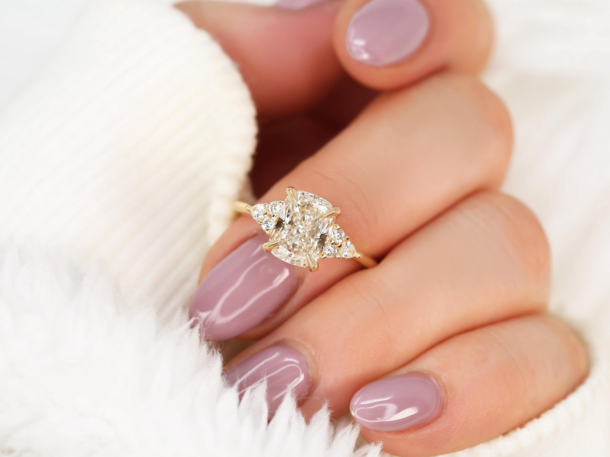 2 CT Emerald Pave Moissanite Engagement Ring