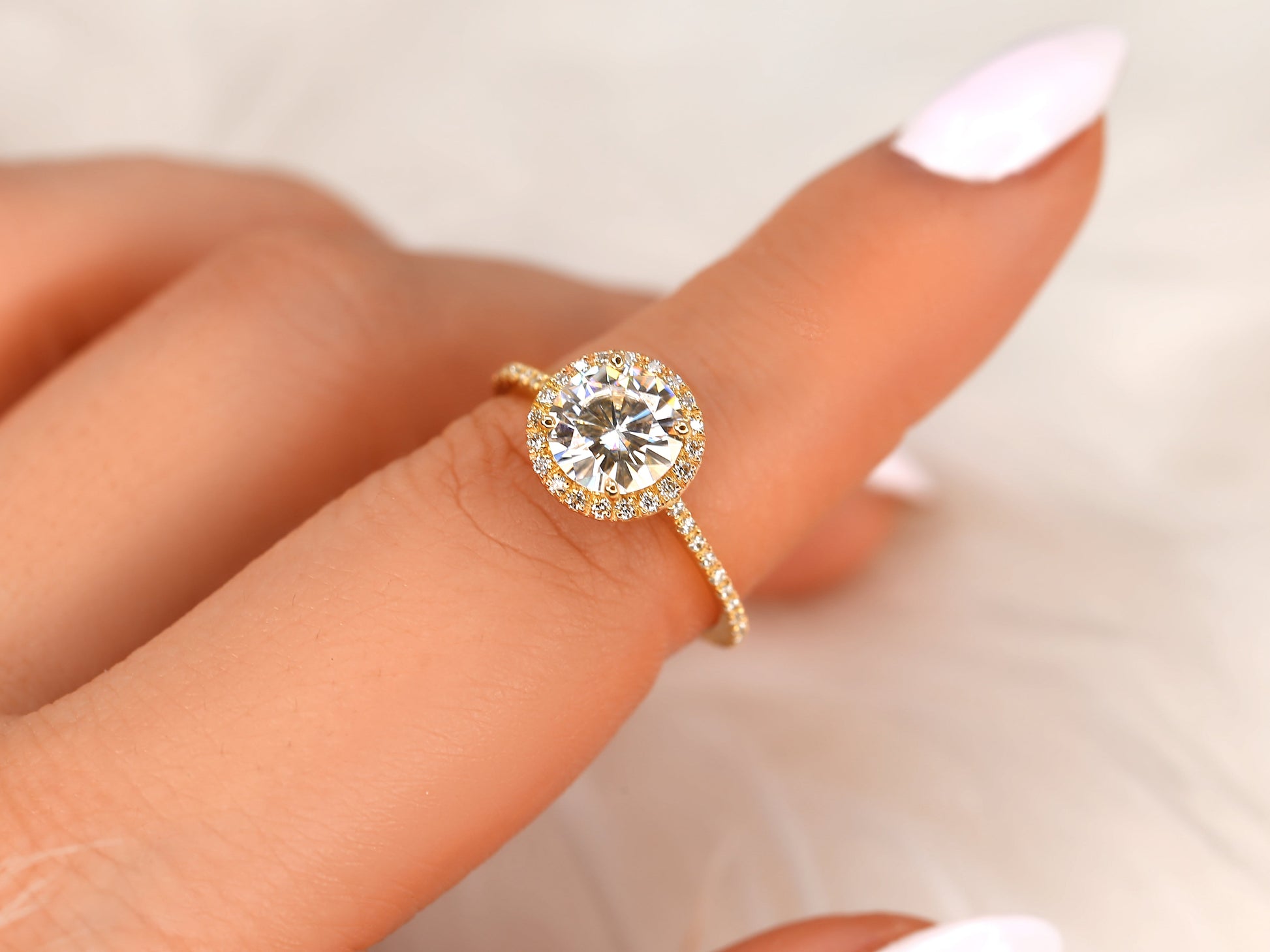 2 CT Emerald Pave Moissanite Engagement Ring