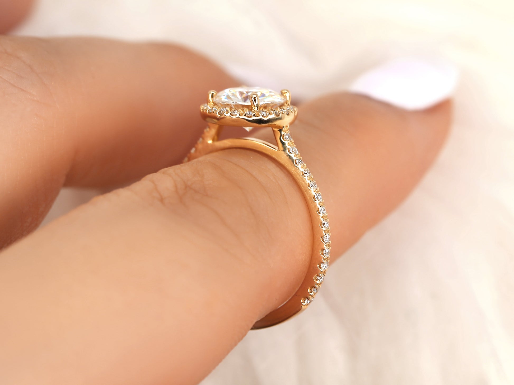 2 CT Emerald Pave Moissanite Engagement Ring