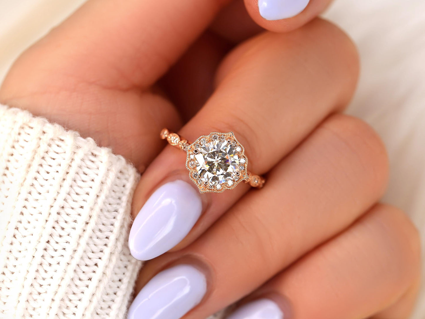 2 CT Emerald Pave Moissanite Engagement Ring