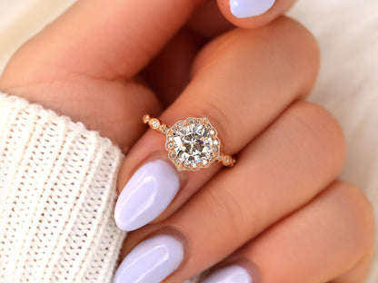 2 CT Emerald Pave Moissanite Engagement Ring