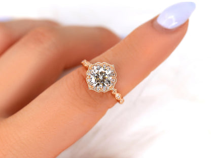 2 CT Emerald Pave Moissanite Engagement Ring