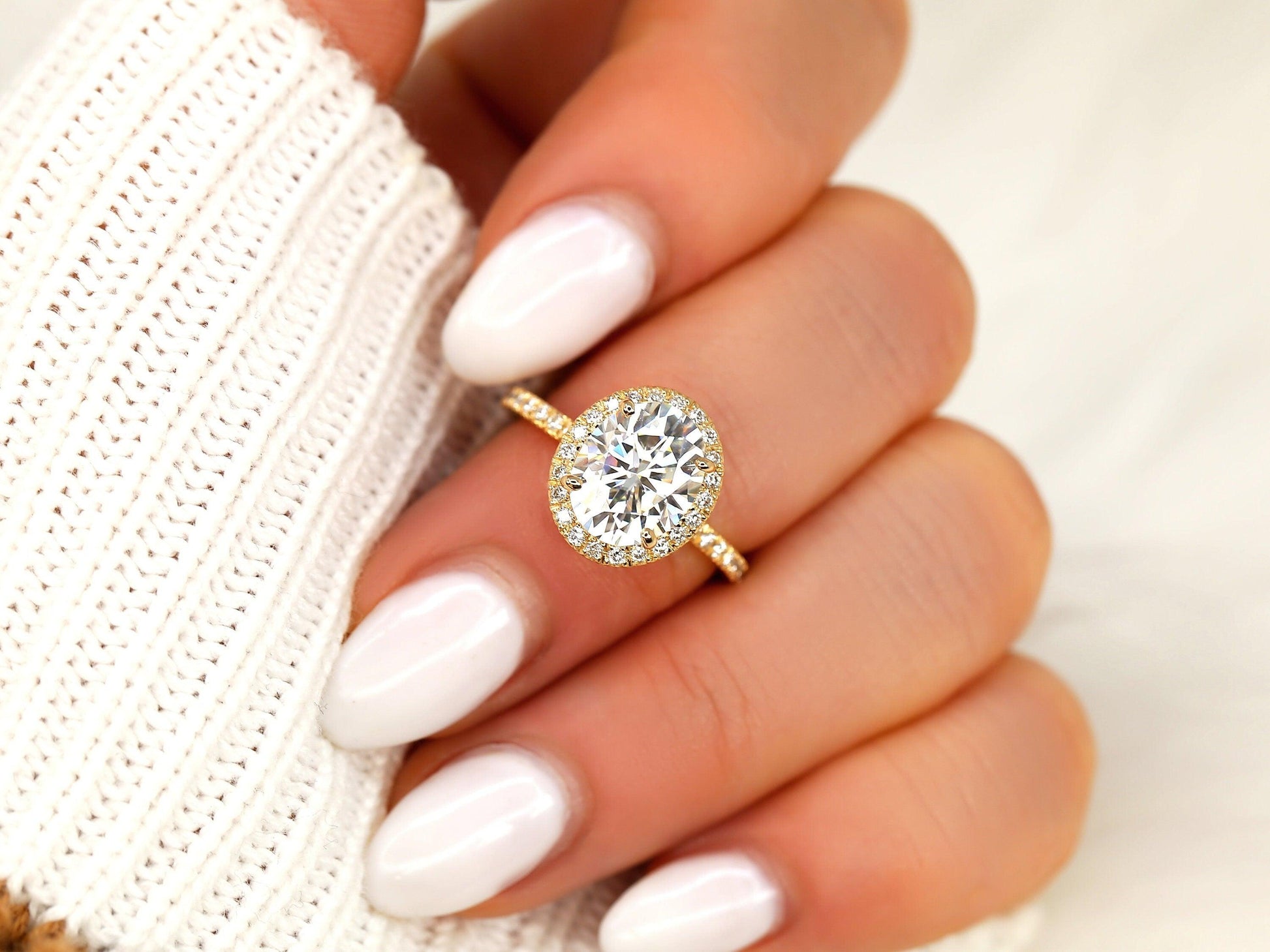 2 CT Emerald Pave Moissanite Engagement Ring