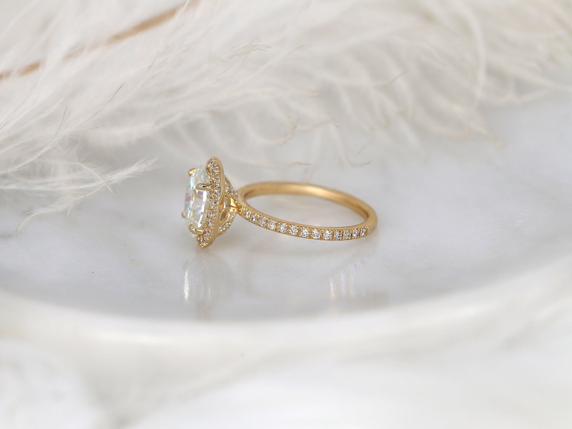 2 CT Emerald Pave Moissanite Engagement Ring