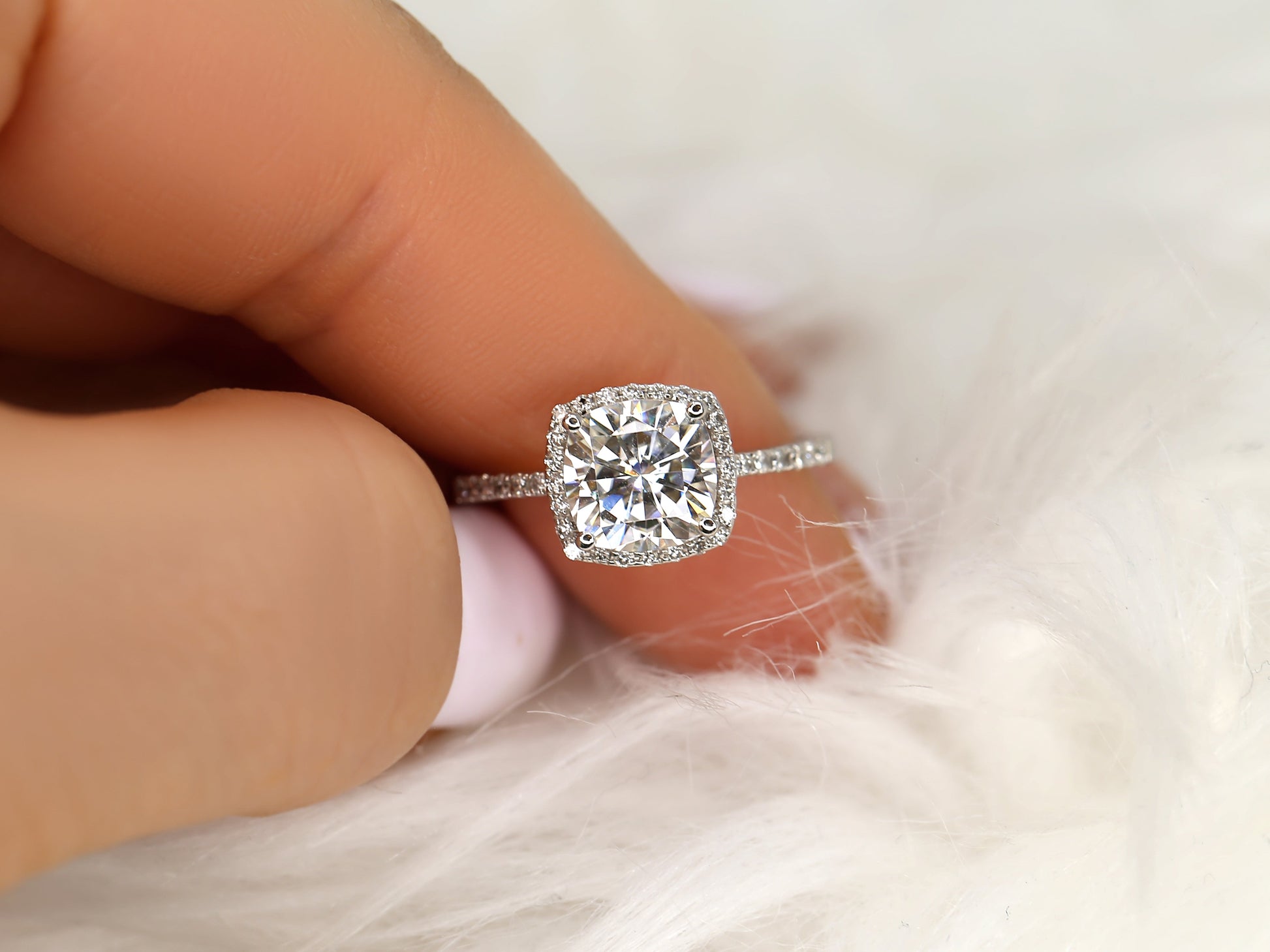 2 CT Emerald Pave Moissanite Engagement Ring