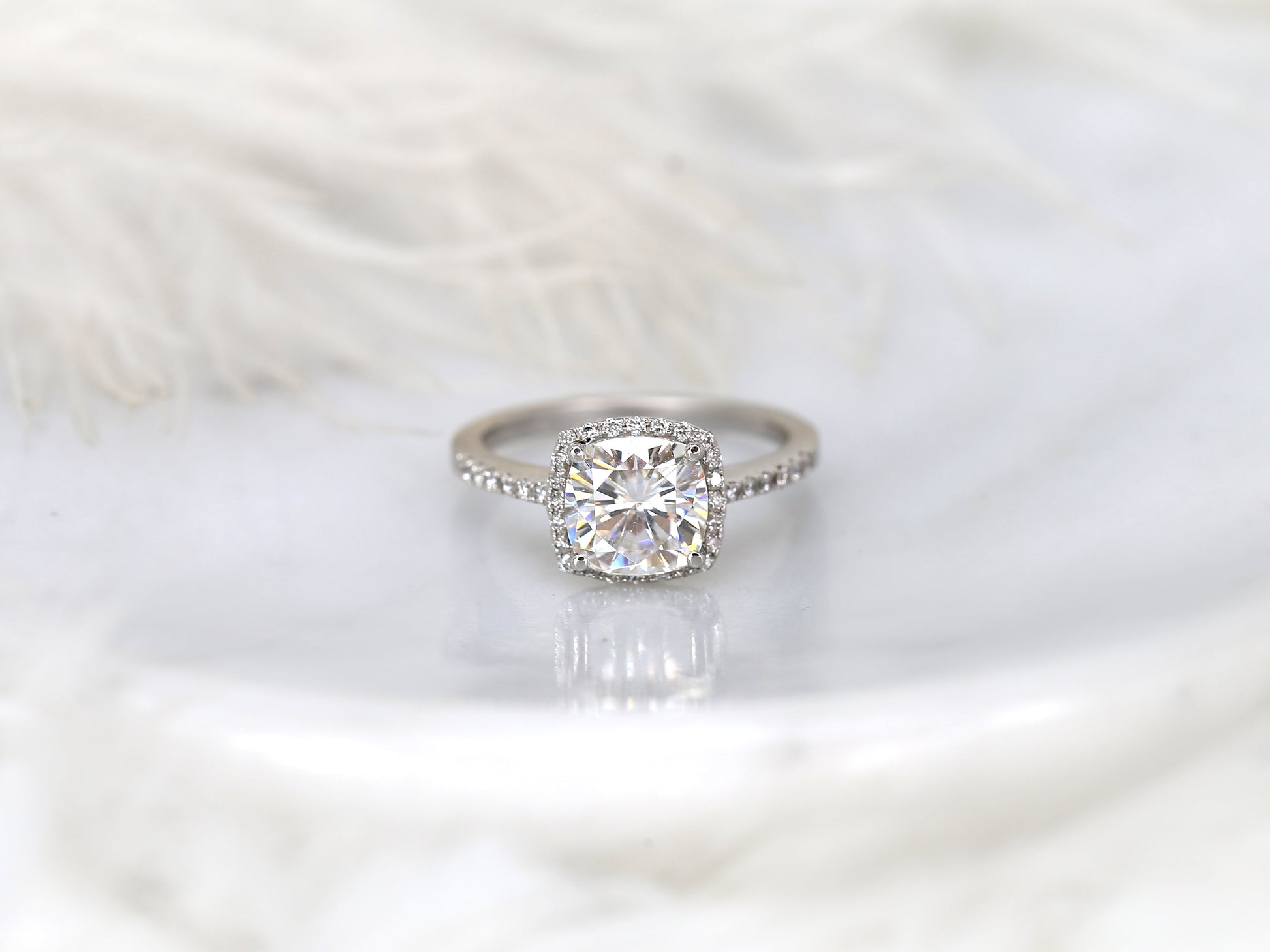 2 CT Emerald Pave Moissanite Engagement Ring