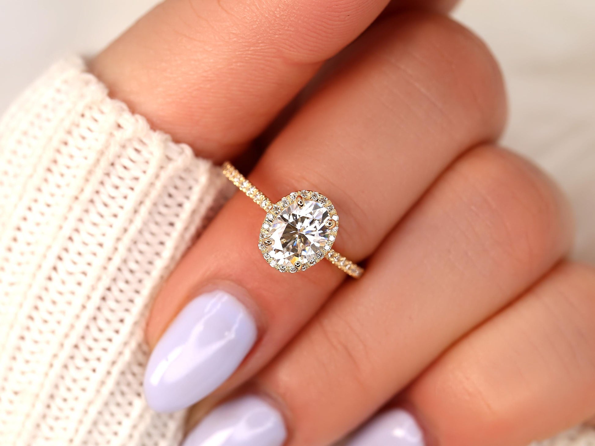2 CT Emerald Pave Moissanite Engagement Ring