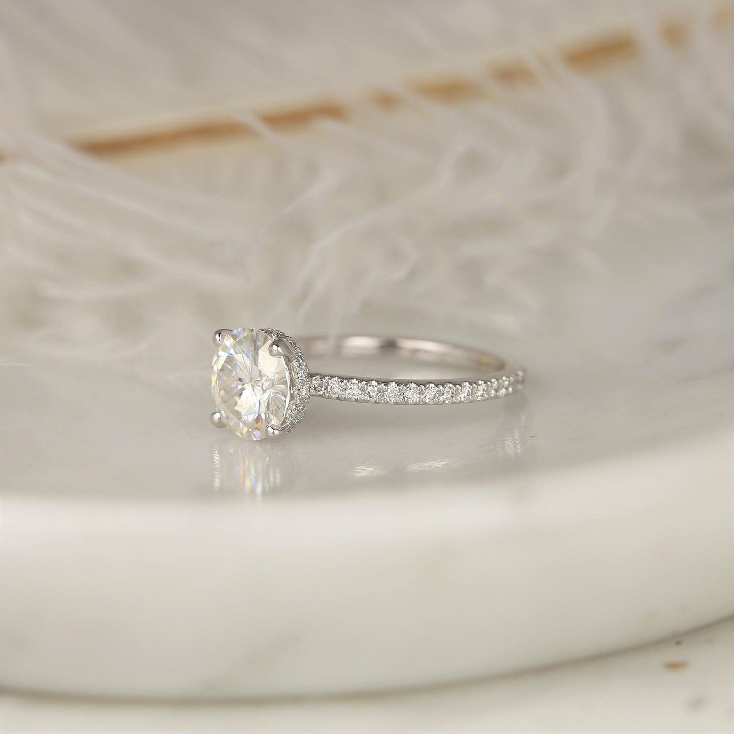 2 CT Emerald Pave Moissanite Engagement Ring