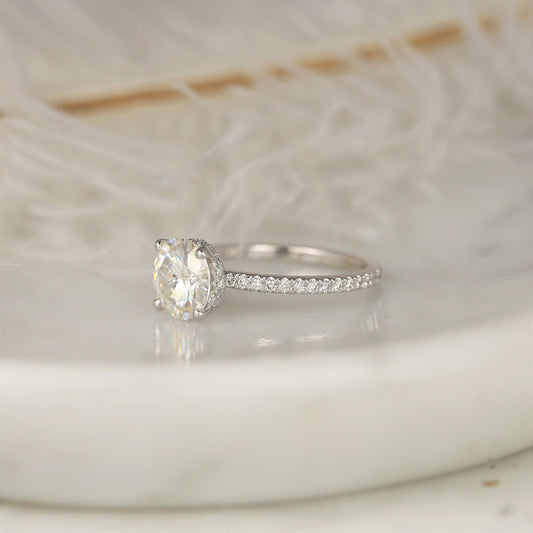 2 CT Emerald Pave Moissanite Engagement Ring