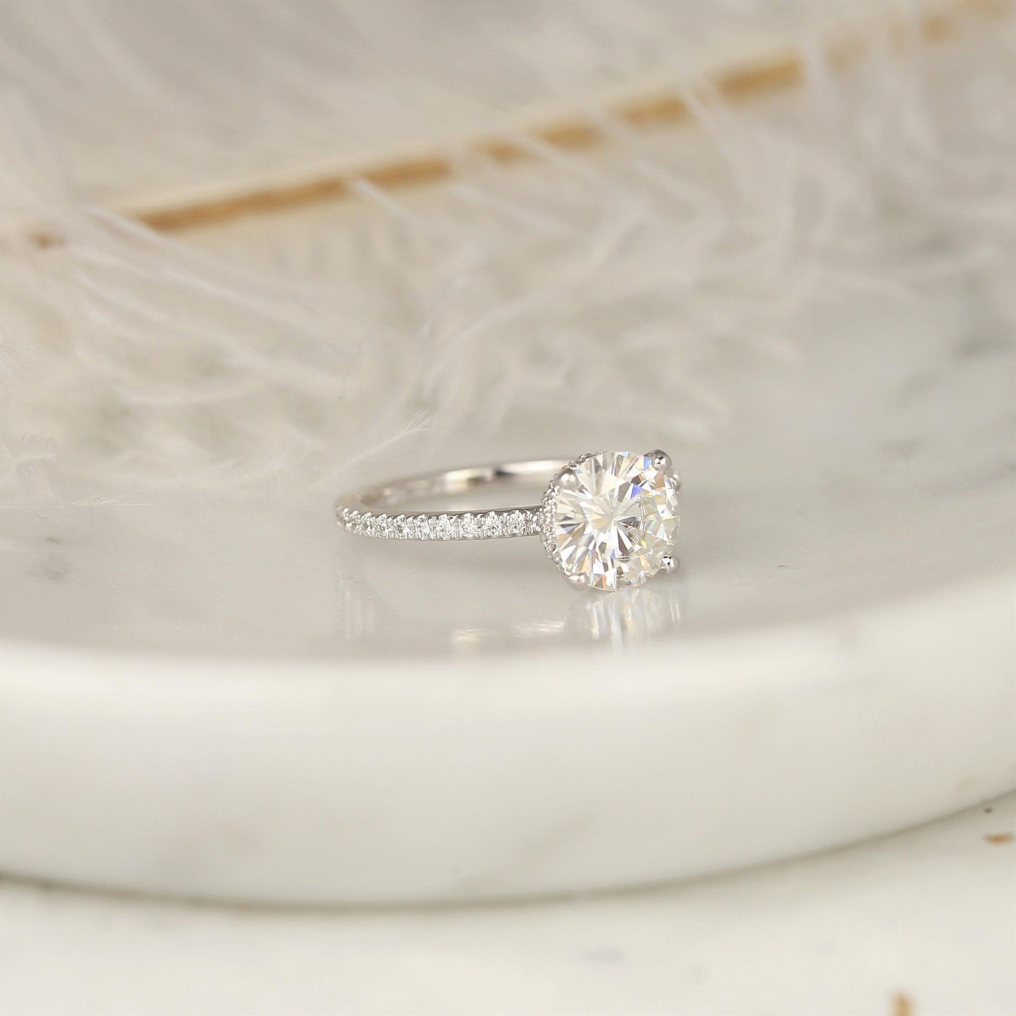 2 CT Emerald Pave Moissanite Engagement Ring