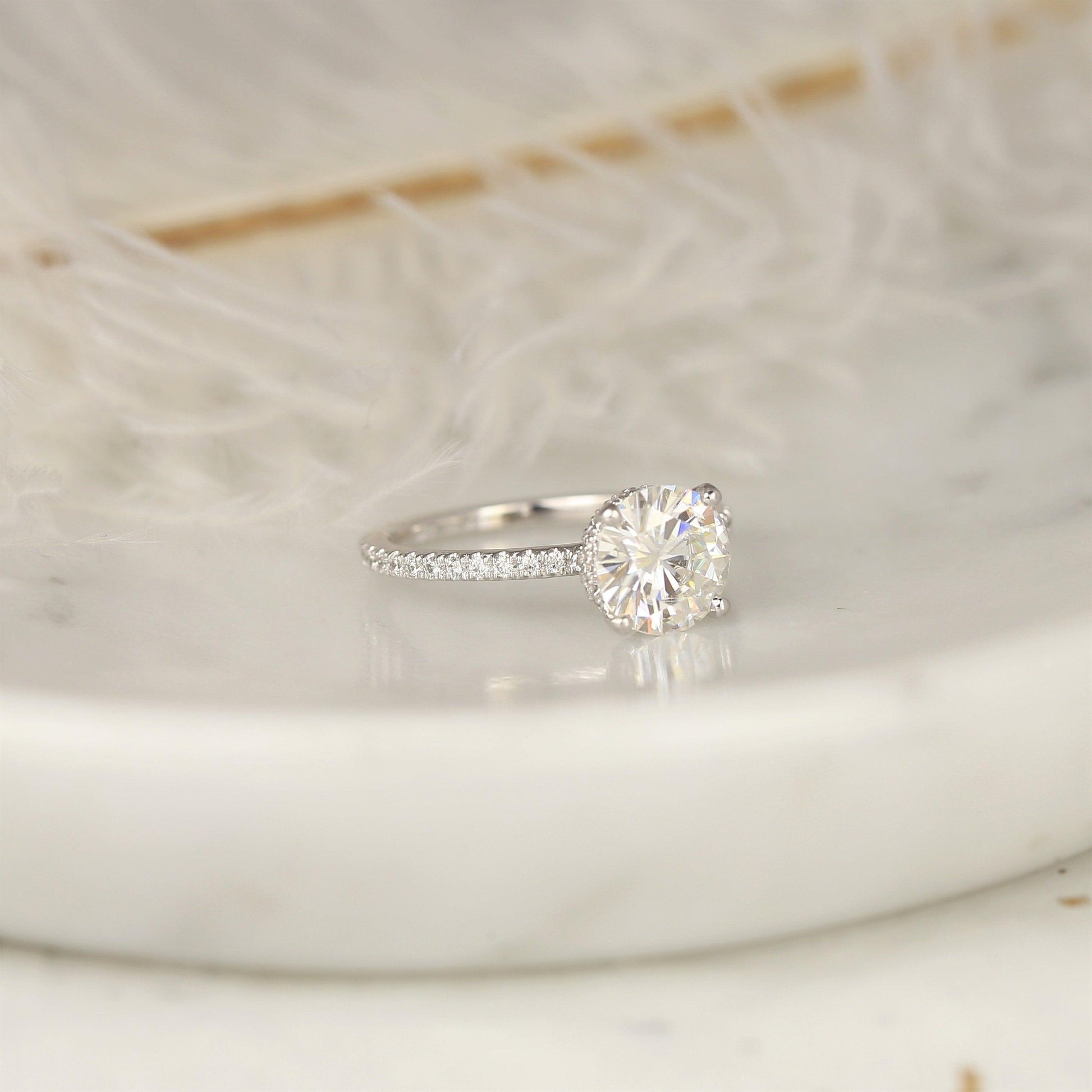 2 CT Emerald Pave Moissanite Engagement Ring