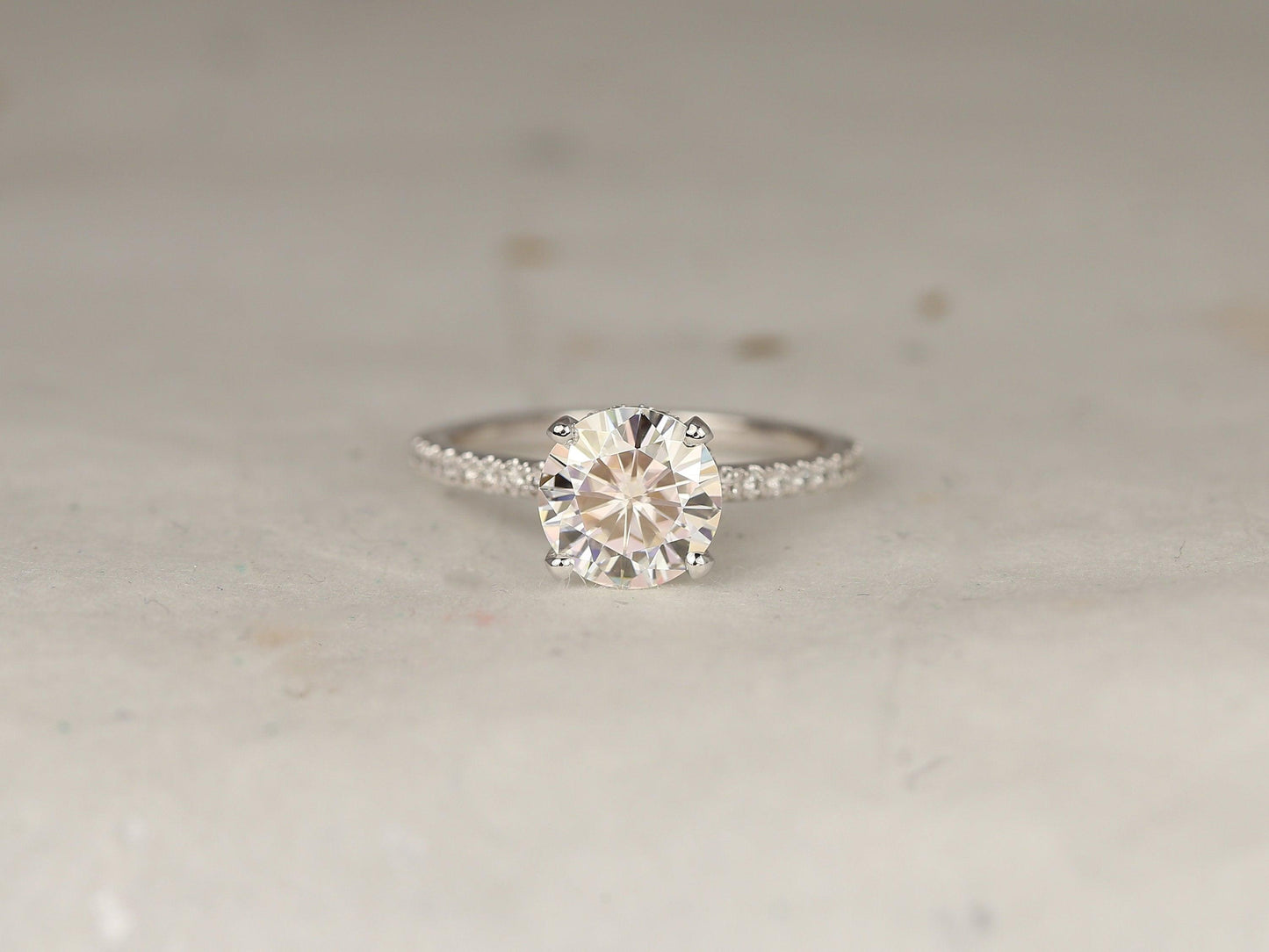 2 CT Emerald Pave Moissanite Engagement Ring