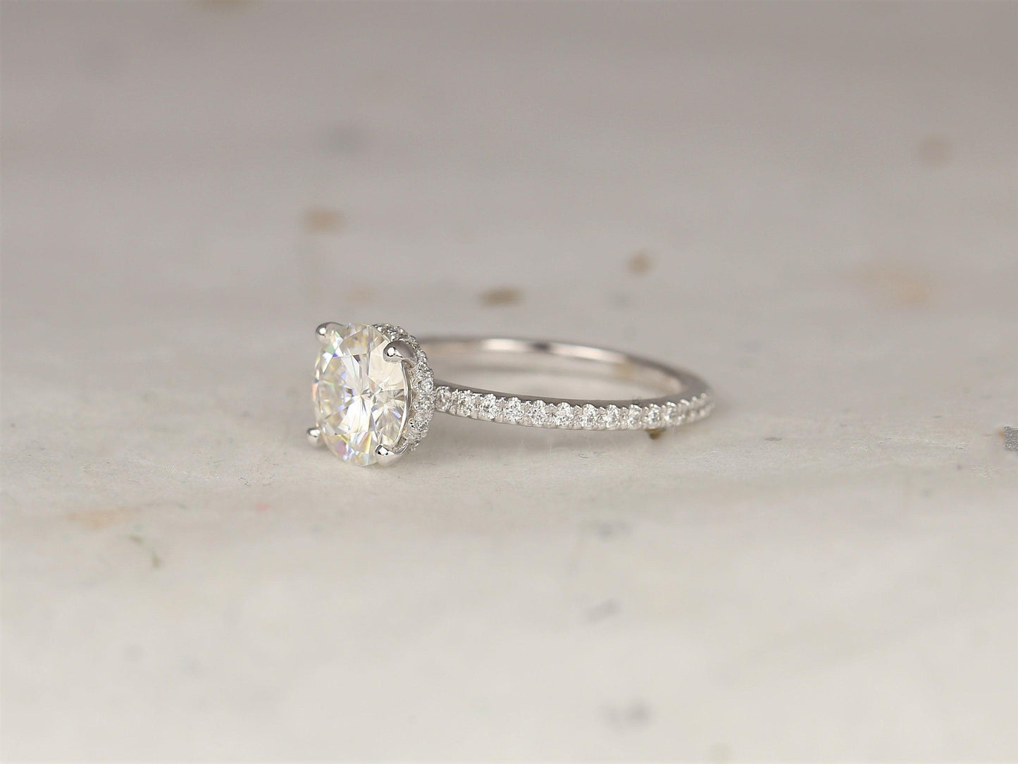 2 CT Emerald Pave Moissanite Engagement Ring