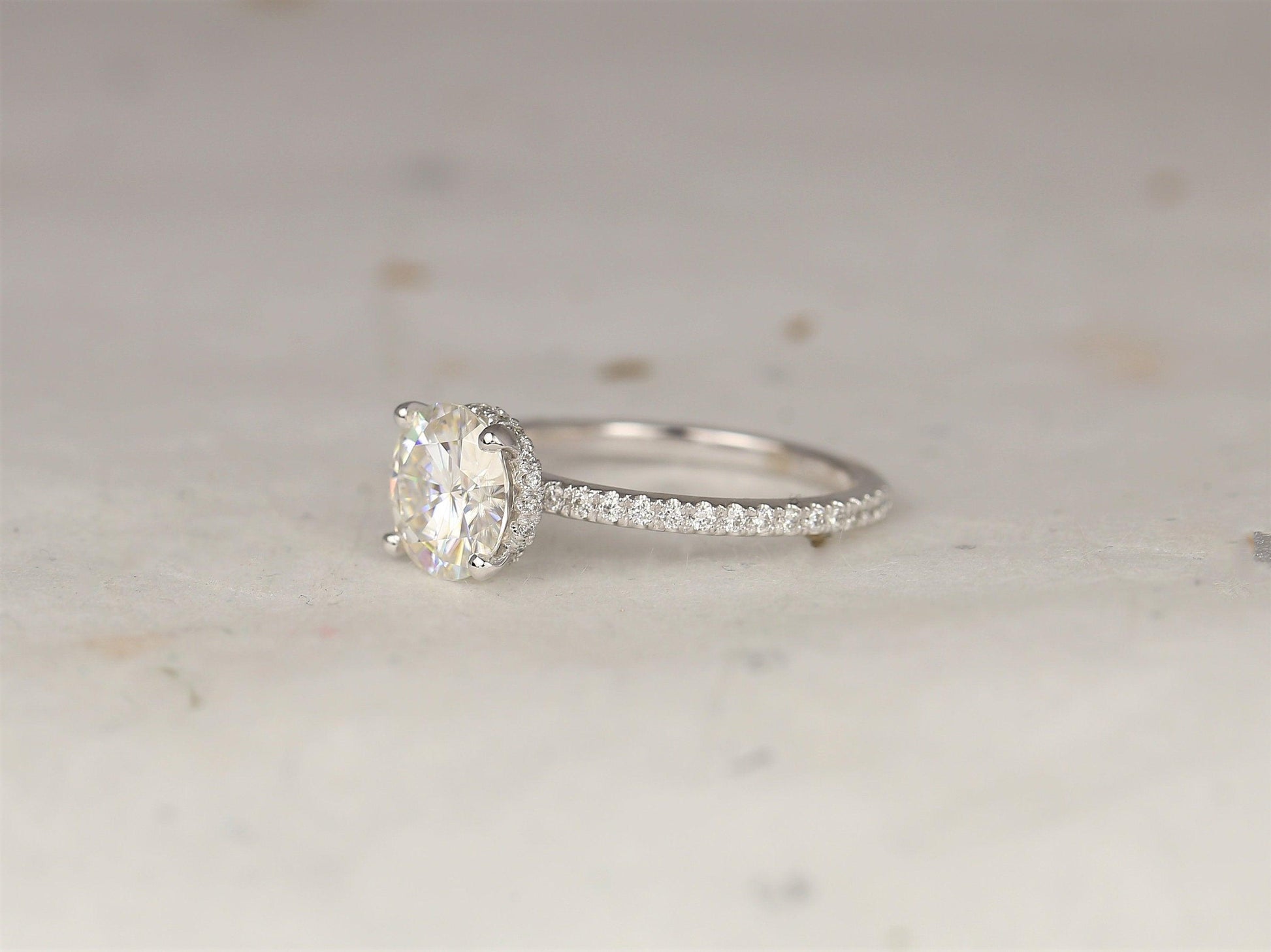 2 CT Emerald Pave Moissanite Engagement Ring