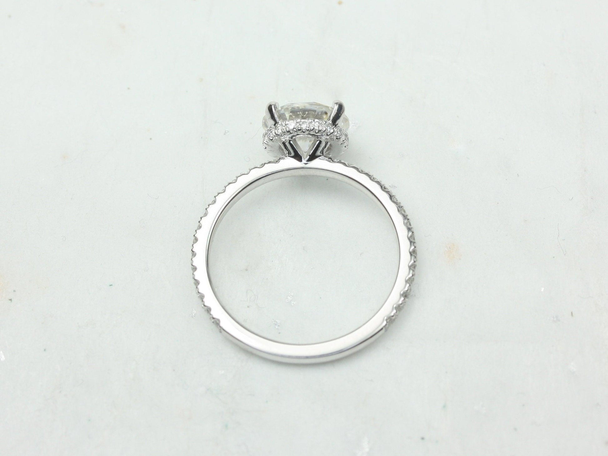 2 CT Emerald Pave Moissanite Engagement Ring