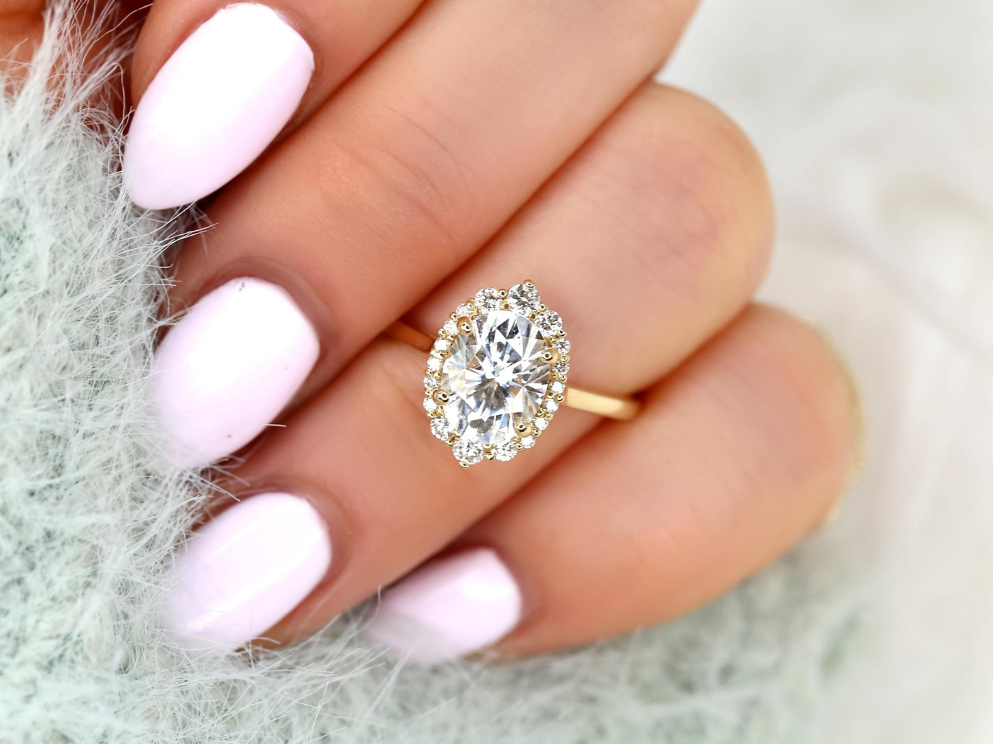 2 CT Emerald Pave Moissanite Engagement Ring
