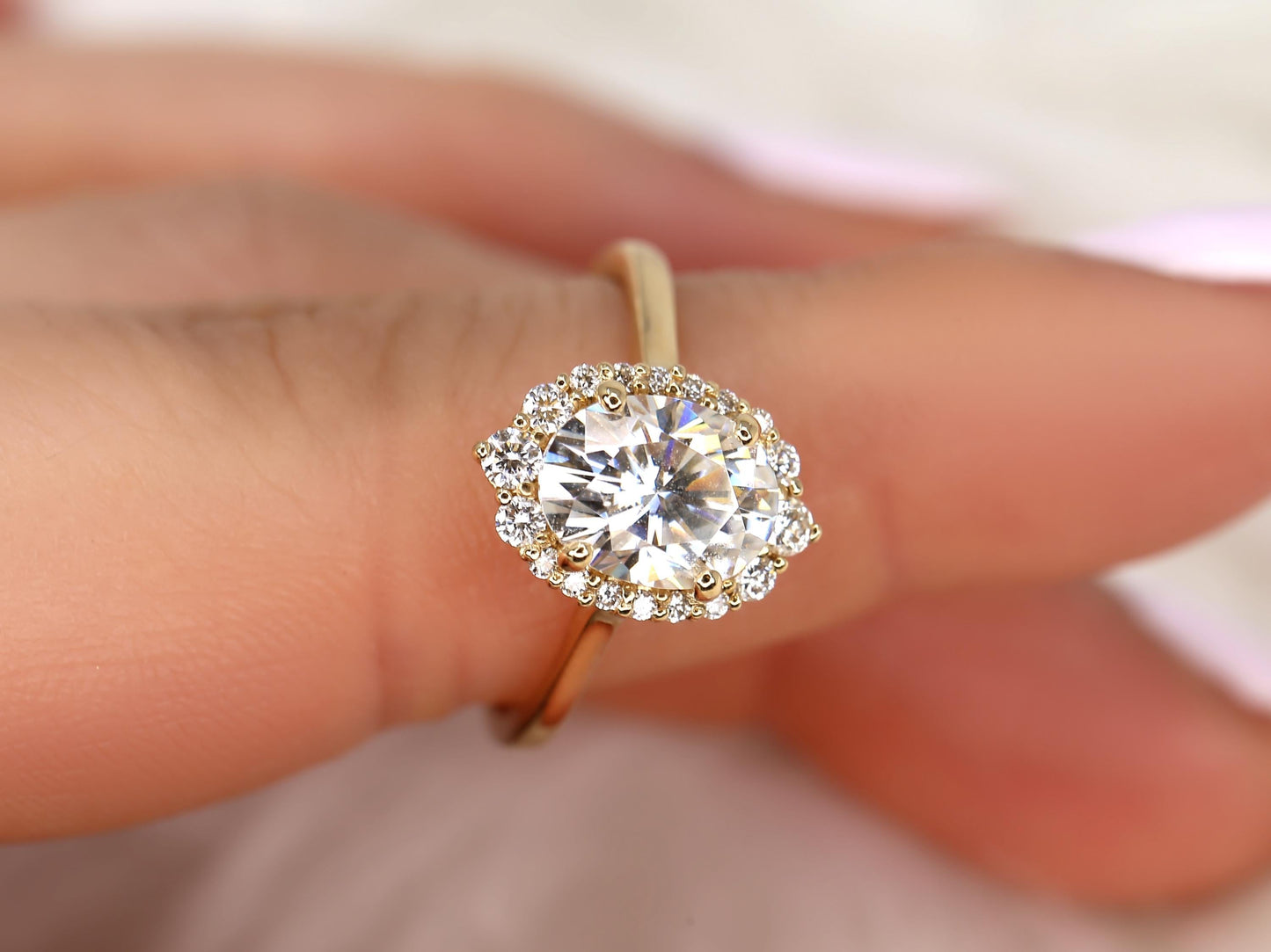 2 CT Emerald Pave Moissanite Engagement Ring