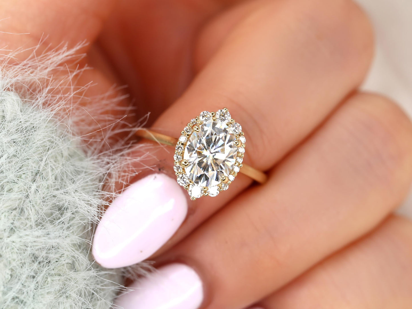 2 CT Emerald Pave Moissanite Engagement Ring