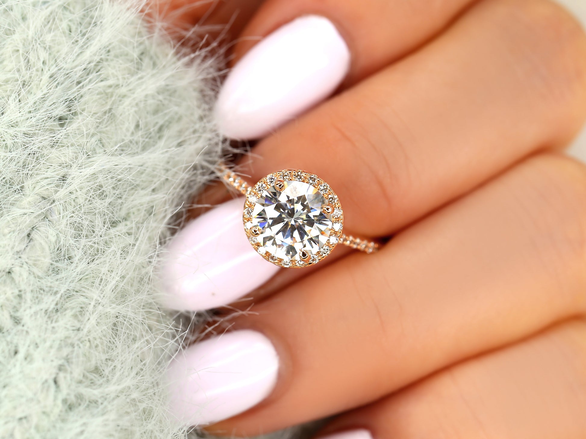 2 CT Emerald Pave Moissanite Engagement Ring