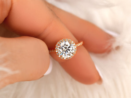 2 CT Emerald Pave Moissanite Engagement Ring