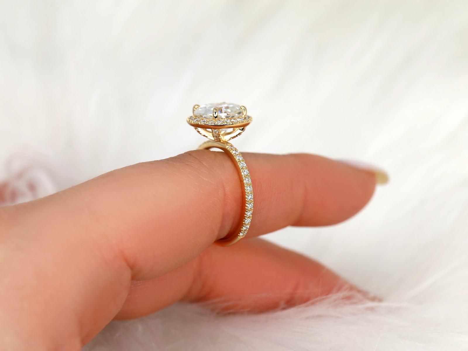 2 CT Emerald Pave Moissanite Engagement Ring