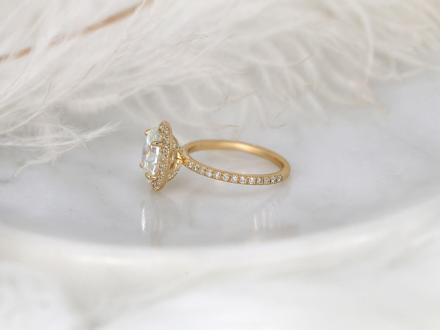 2 CT Emerald Pave Moissanite Engagement Ring