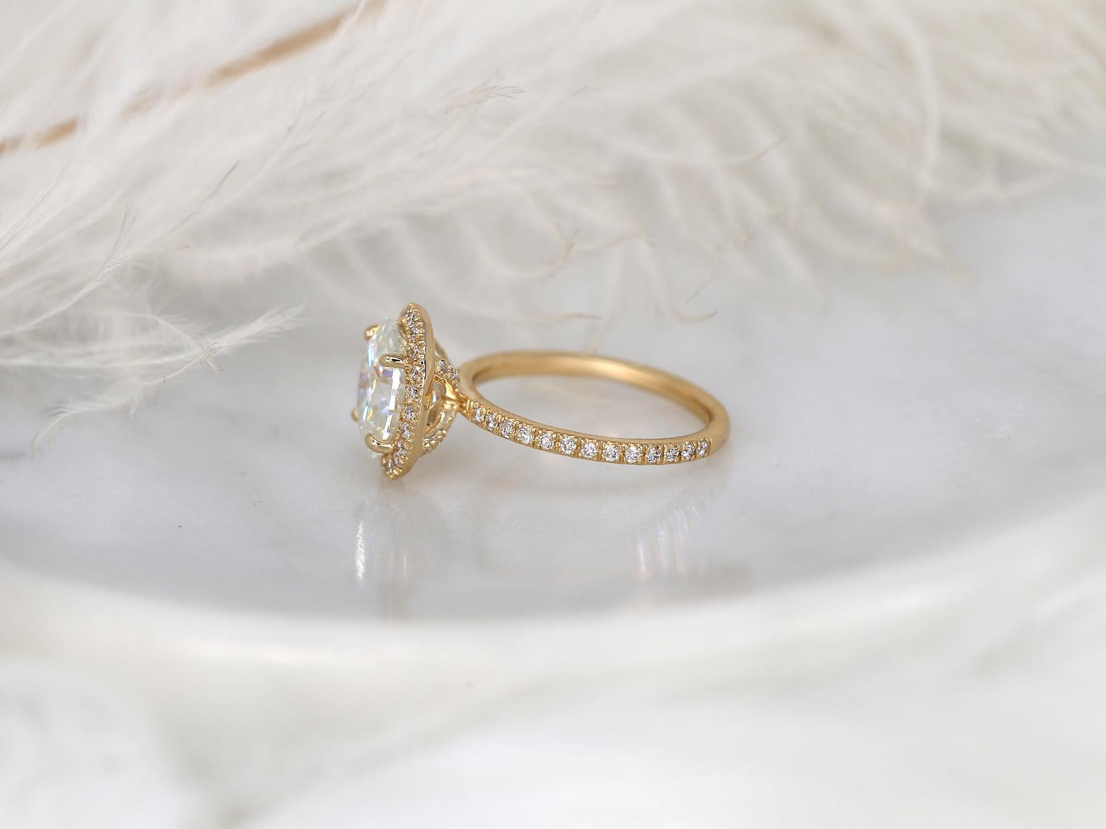 2 CT Emerald Pave Moissanite Engagement Ring