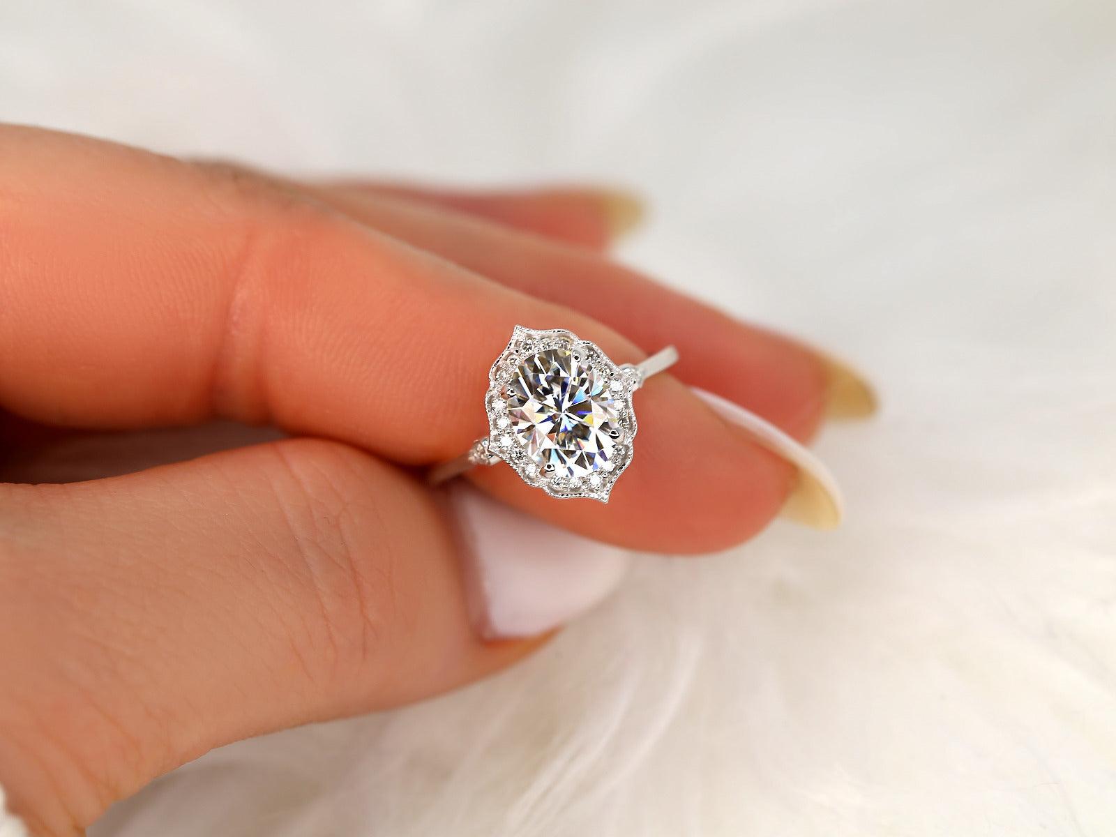 2 CT Emerald Pave Moissanite Engagement Ring