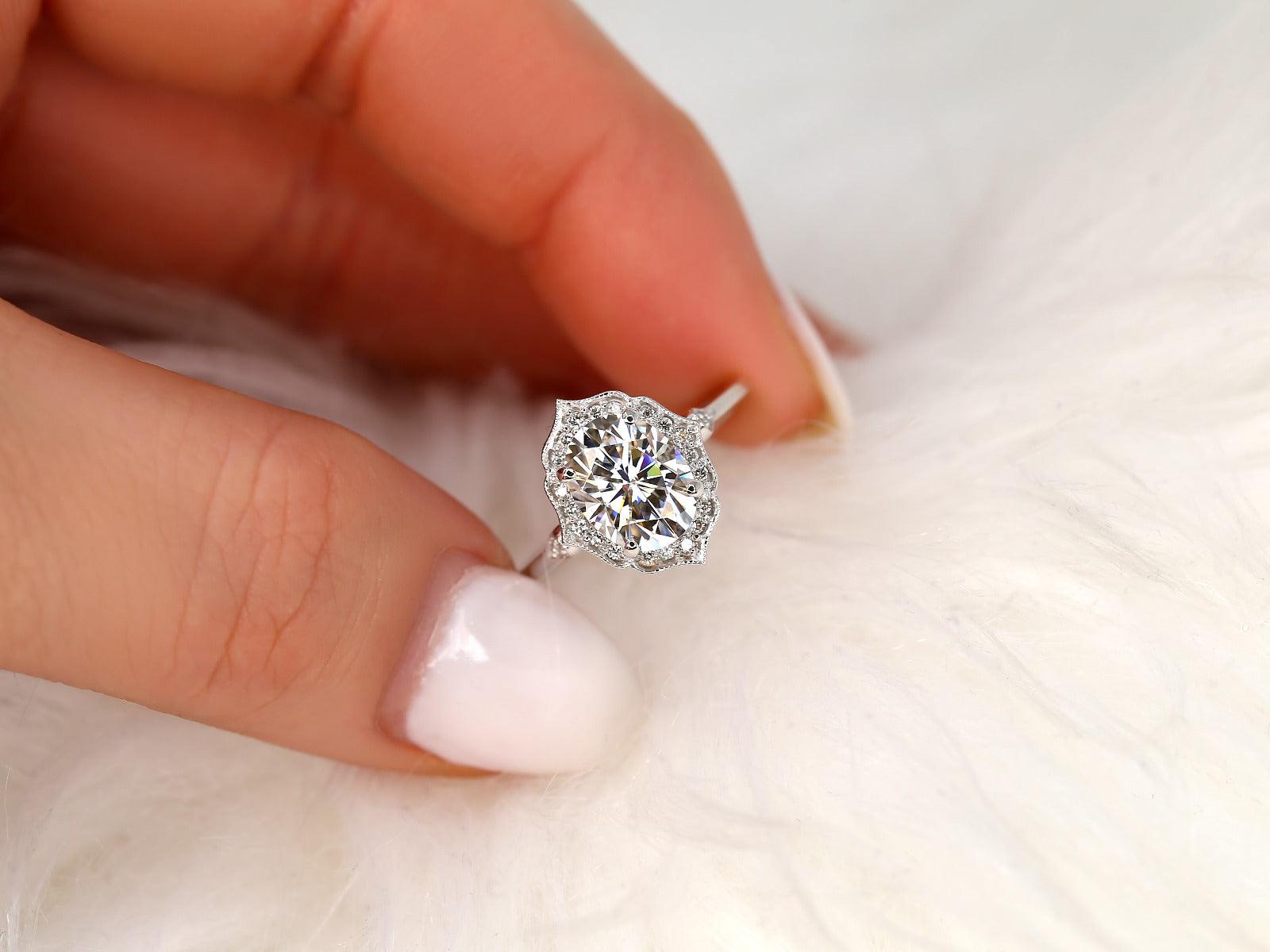 2 CT Emerald Pave Moissanite Engagement Ring