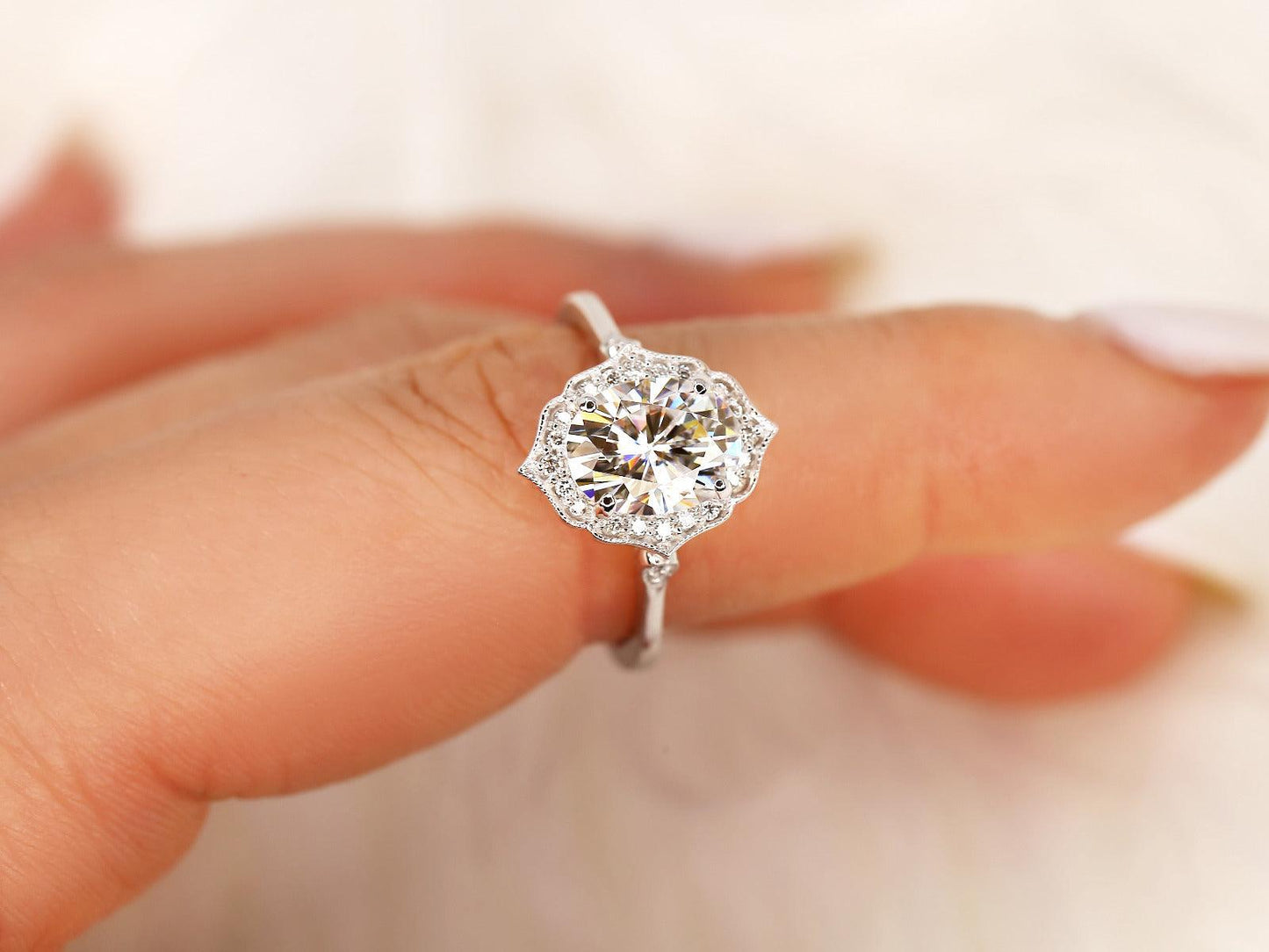 2 CT Emerald Pave Moissanite Engagement Ring