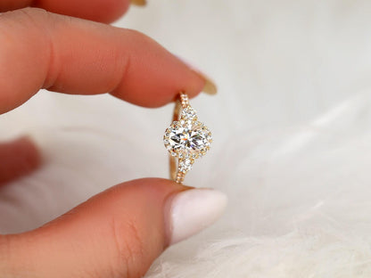 2 CT Emerald Pave Moissanite Engagement Ring