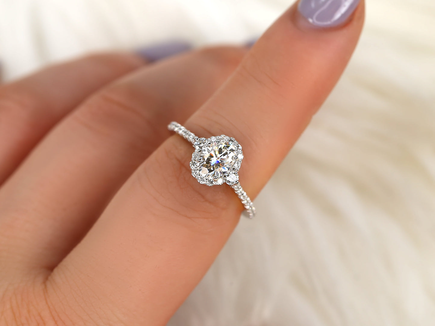 2 CT Emerald Pave Moissanite Engagement Ring