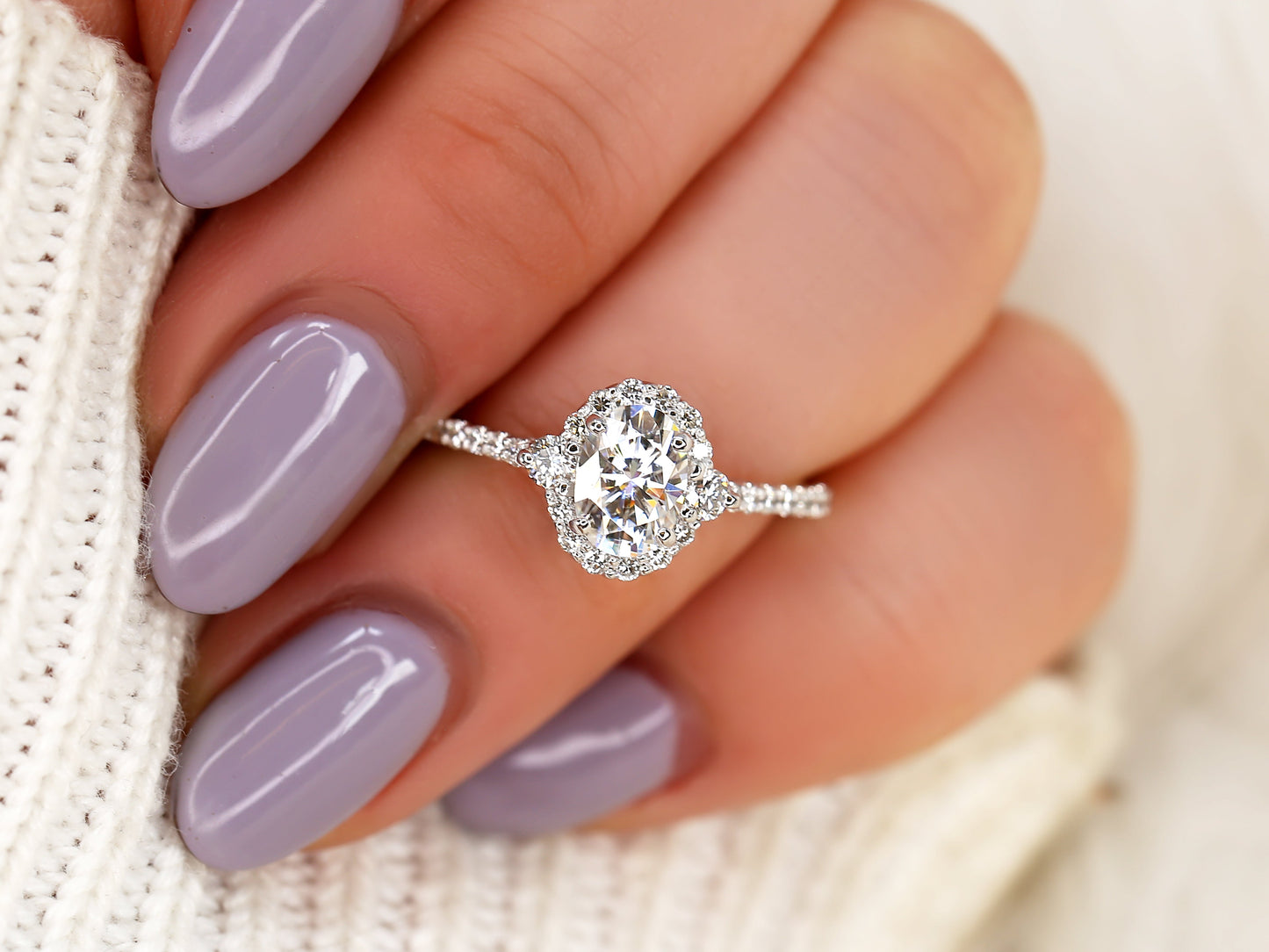 2 CT Emerald Pave Moissanite Engagement Ring