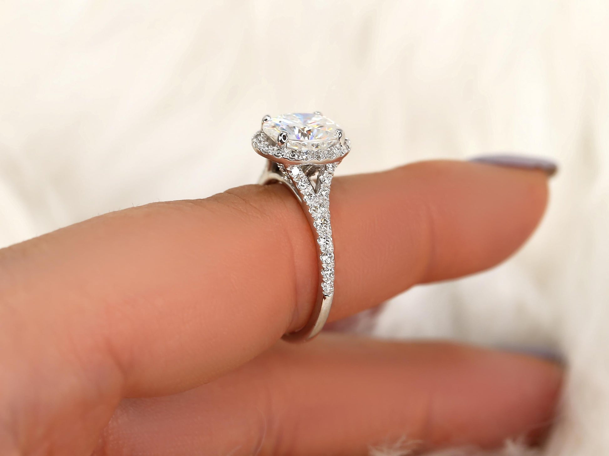 2 CT Emerald Pave Moissanite Engagement Ring