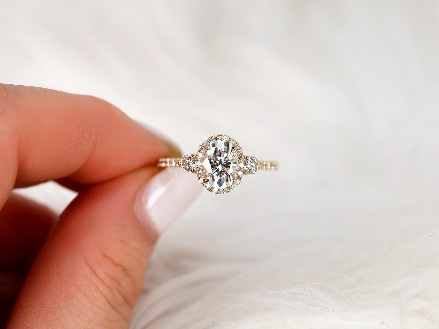 2 CT Emerald Pave Moissanite Engagement Ring