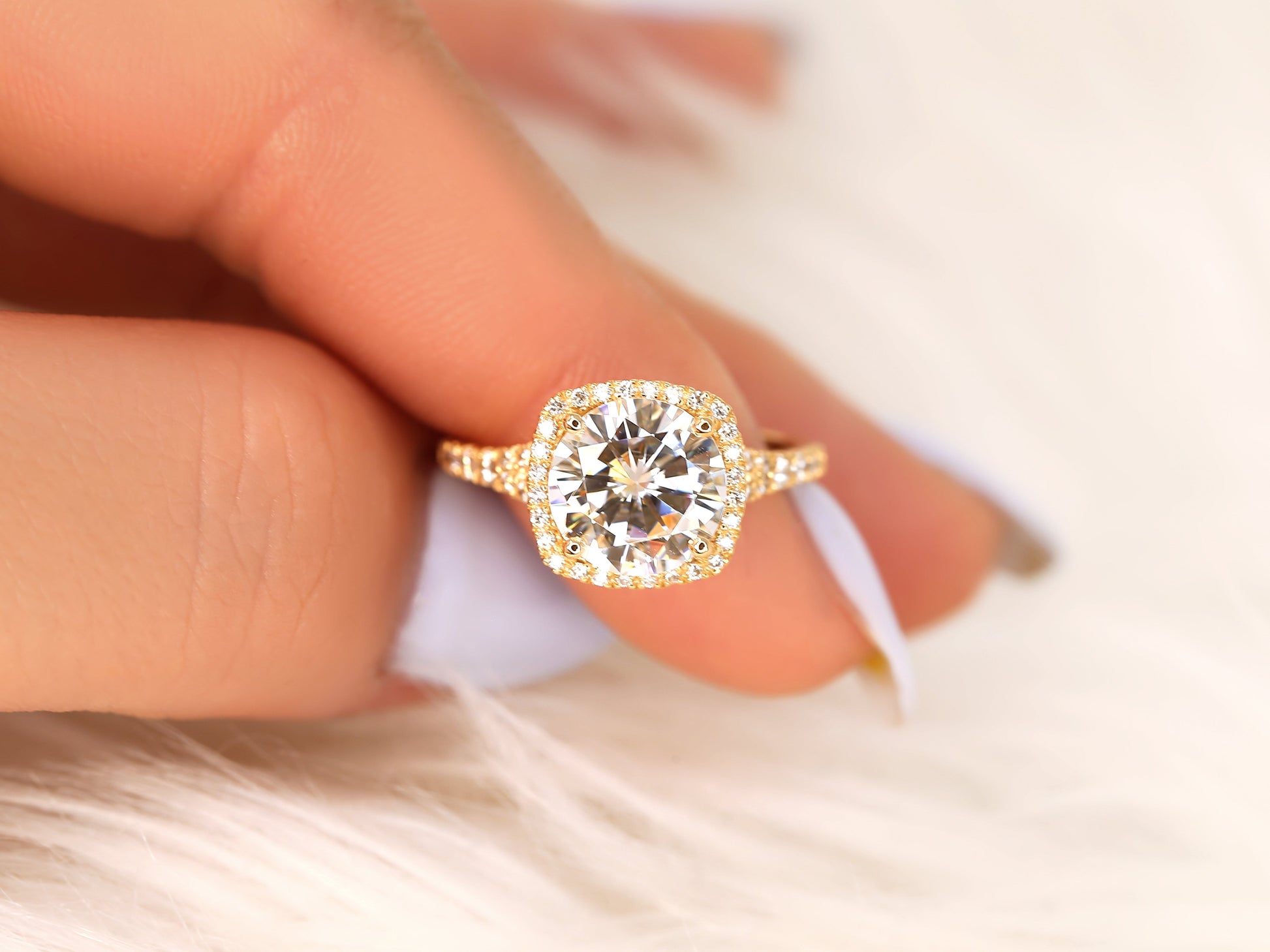 2 CT Emerald Pave Moissanite Engagement Ring