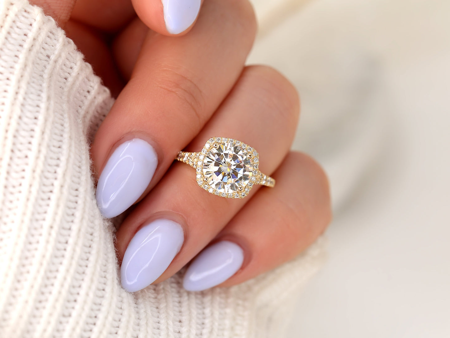 2 CT Emerald Pave Moissanite Engagement Ring