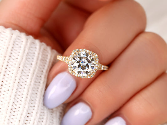 2 CT Emerald Pave Moissanite Engagement Ring