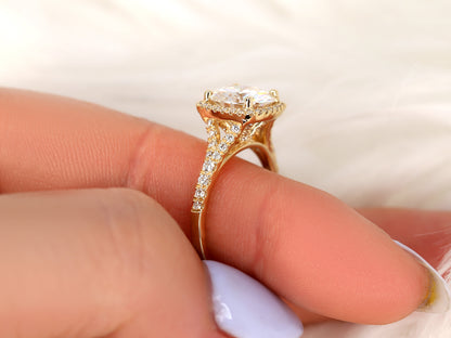 2 CT Emerald Pave Moissanite Engagement Ring