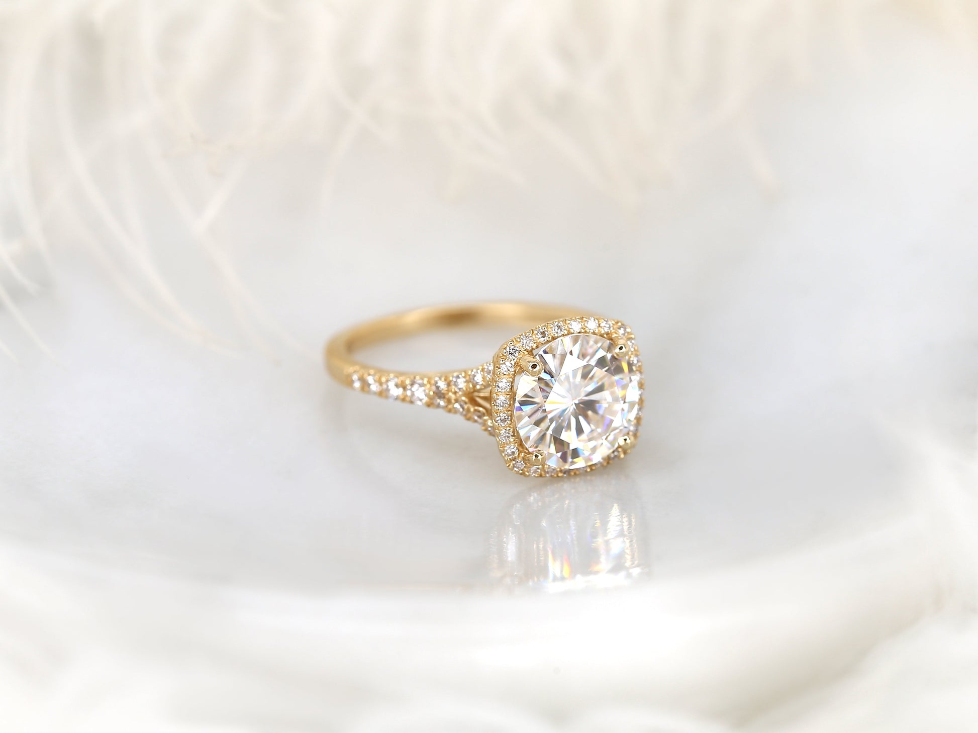 2 CT Emerald Pave Moissanite Engagement Ring