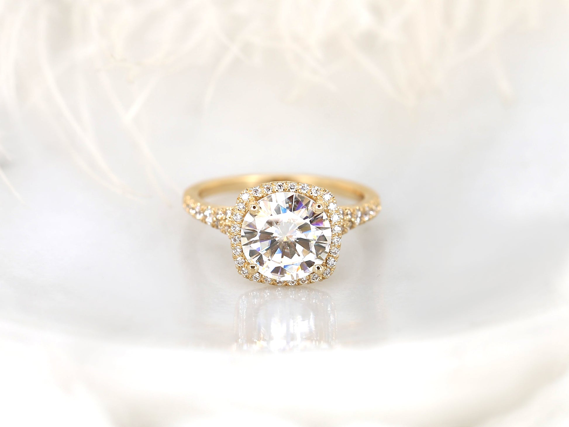 2 CT Emerald Pave Moissanite Engagement Ring