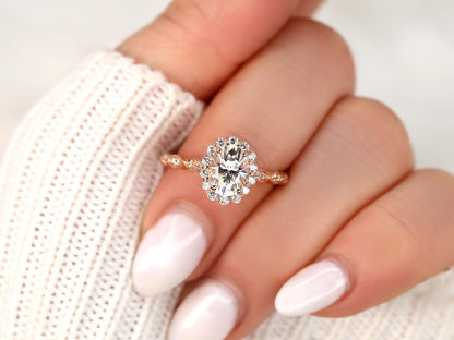 2 CT Emerald Pave Moissanite Engagement Ring