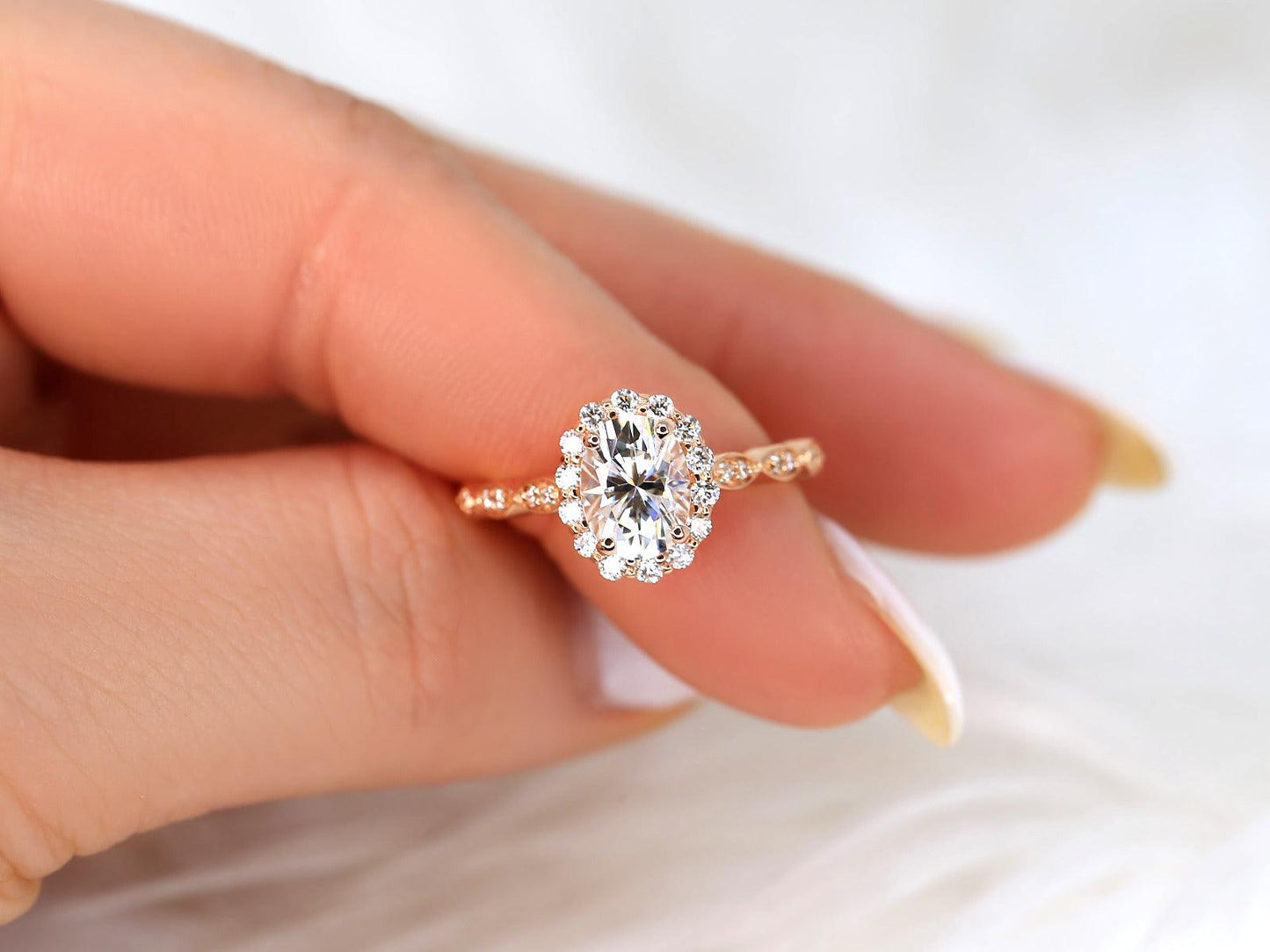 2 CT Emerald Pave Moissanite Engagement Ring
